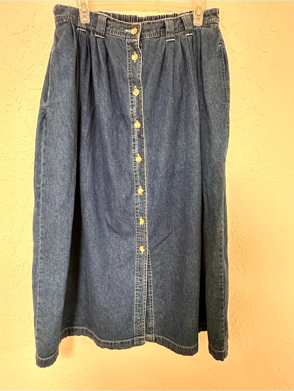 Vintage Laura Gayle Denim Button Front Maxi Skirt Size 12 90s Cottagecore